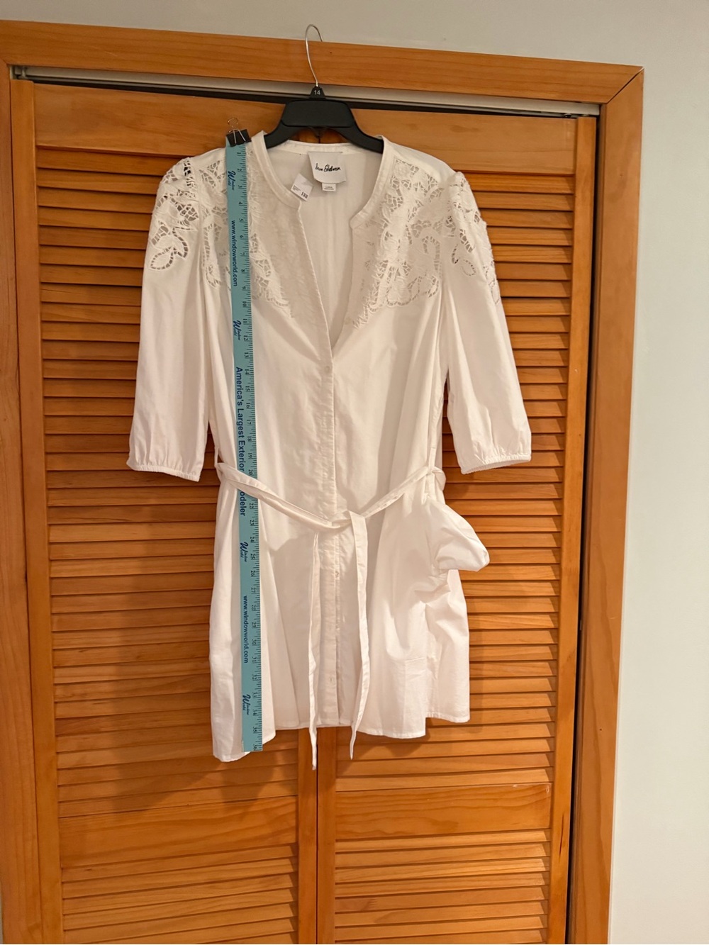 Sam Edelman White Eyelet Lace Tunic Shirt Dress 100% cotton size large